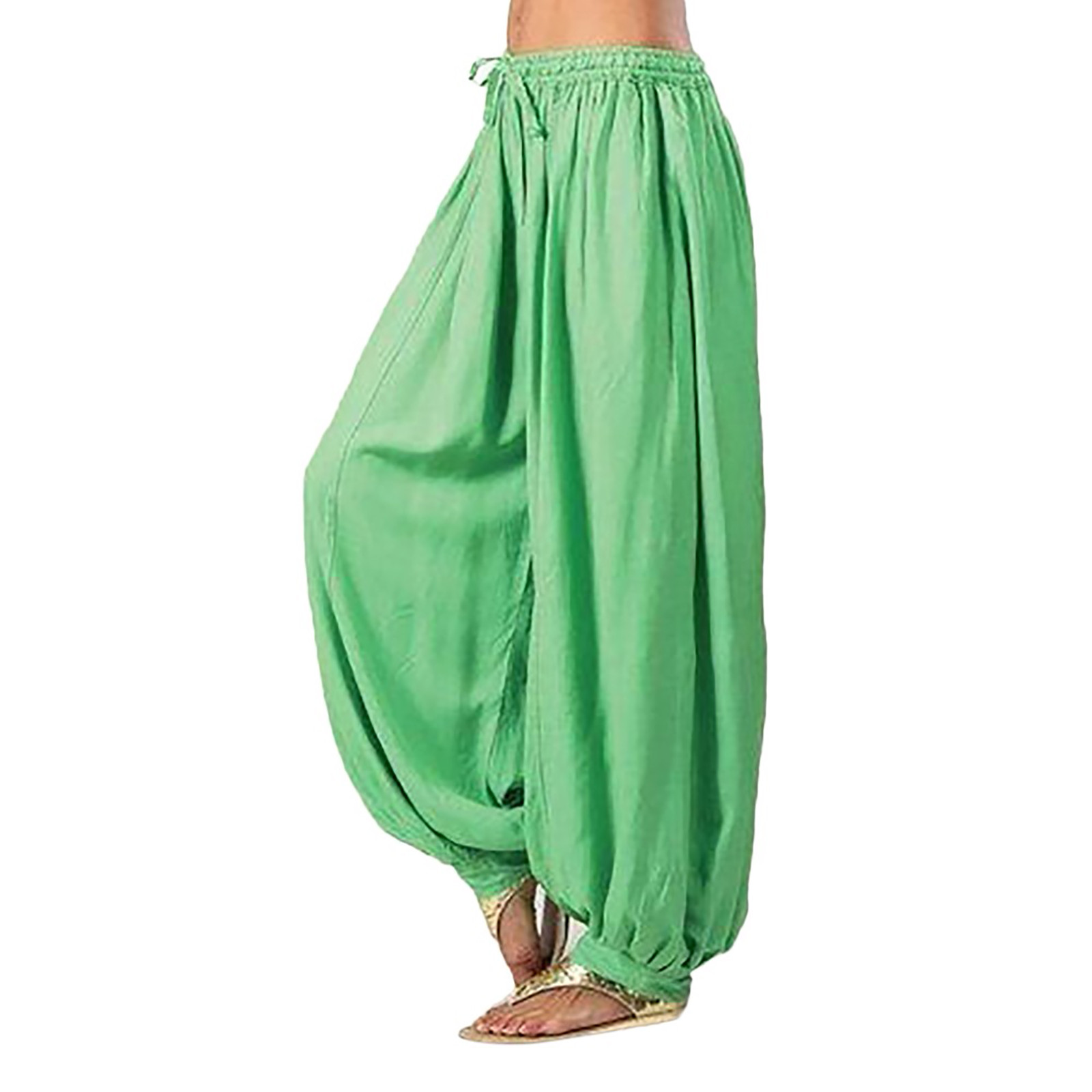 thumbnail image 1 of Pantalones harem de color liso para mujer, tallas grandes - Poliéster, informal/cómodo, cintura elástica, para otoño/primavera/verano, lavar a mano en frío, 1 of 8